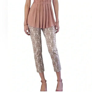 ANTHROPOLOGIE CARTONNIER Damask Charlie Ankle Pants Gold Brocade Size 6